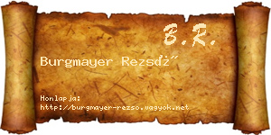 Burgmayer Rezső névjegykártya